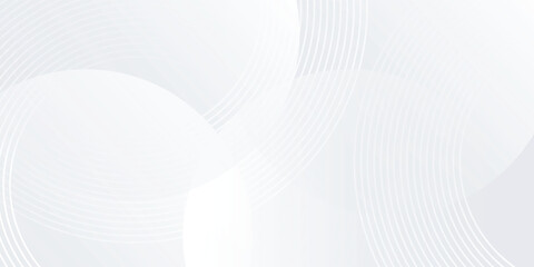Fototapeta premium White geometric abstract background overlap layer on bright space circle line on white background eps10