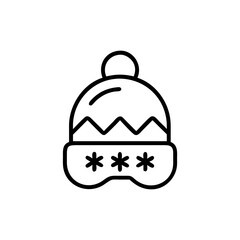 Illustration of a winter hat with a pompom zigzags and snowflake design