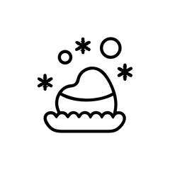 Illustration of a winter hat with snowflakes and bubbles around the hat