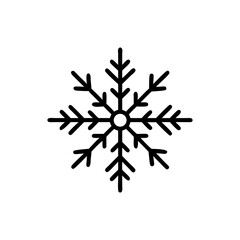 Obraz premium Illustration of a single black snowflake with six branches on white background