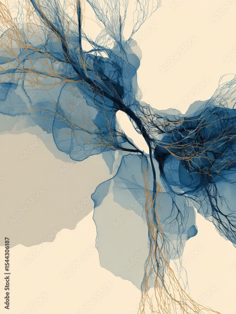Poster vibrant abstract art showcasing flowing nerves in a balanced and tranquil arrangement