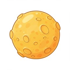 Yellow Cartoon Planet with Craters