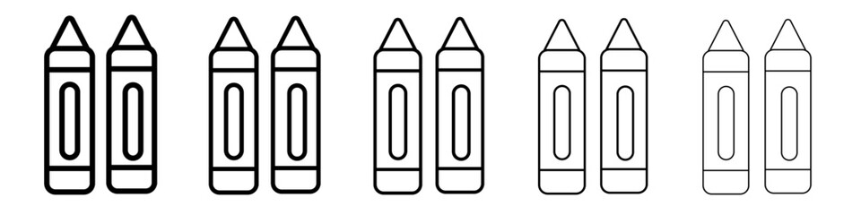 Crayons icon black and white vector sign
