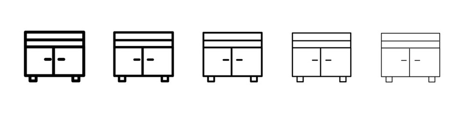 Credenza icon black and white vector sign