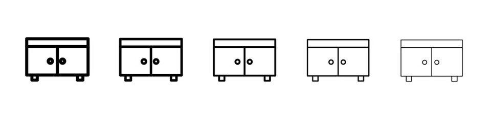 Credenza icon black and white vector sign