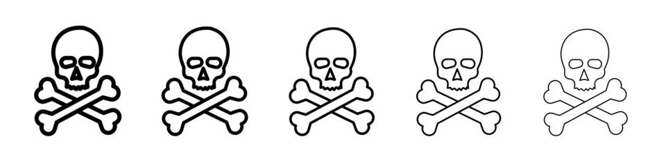 Crossbones skull icon black and white vector sign