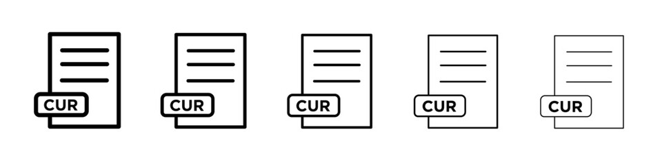 CUR File Document Icon black and white vector sign