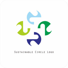 Environmental vector logo Sustainable circle: Symbol of Harmony of Nature and Humans
