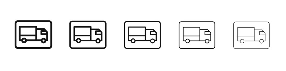 delivery truck icon black and white vector sign