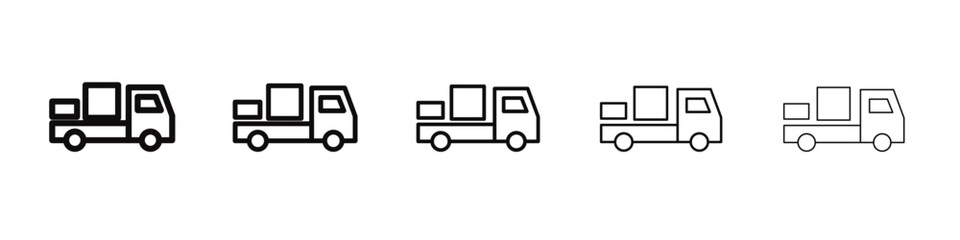 delivery truck icon black and white vector sign