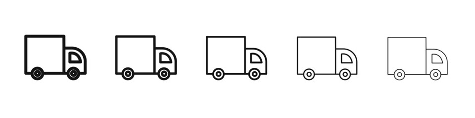 Delivery Van icon black and white vector sign
