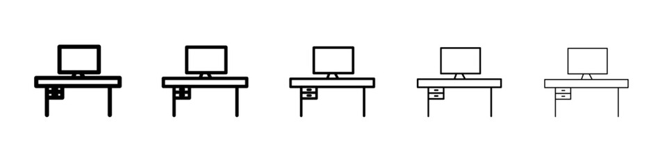 desk icon black and white vector sign