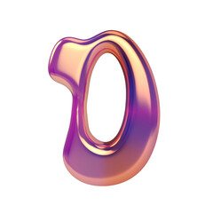 Letter d png holographic fluid chrome font transparent background