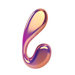 Letter l png holographic fluid chrome font transparent background