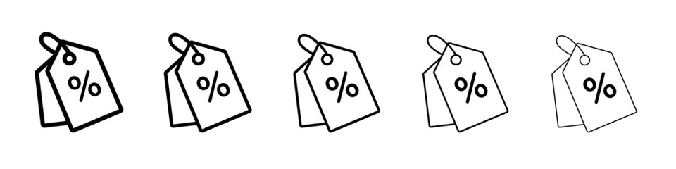 Discount tag icon black and white vector sign