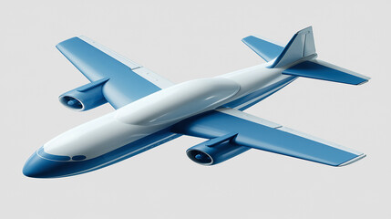Blue and white cartoon airplane illustration representing flight travel and transportation