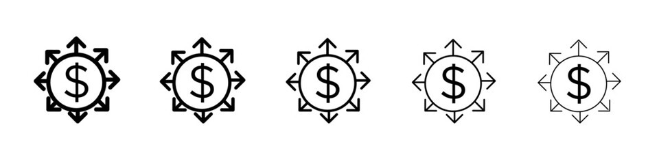 Diversified investment icon black and white vector sign