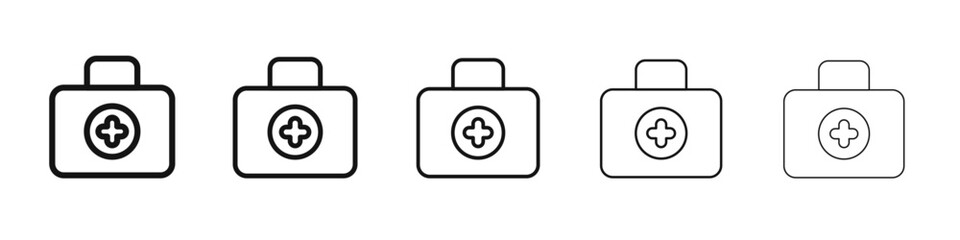 Obraz premium Doctor bag icon black and white vector sign