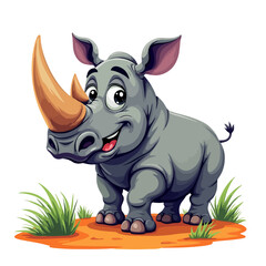 Fototapeta premium Hand-drawn cartoon rhinos vector illustration