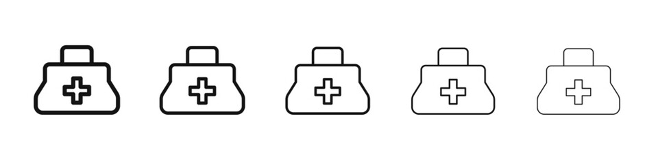 Doctor bag icon black and white vector sign