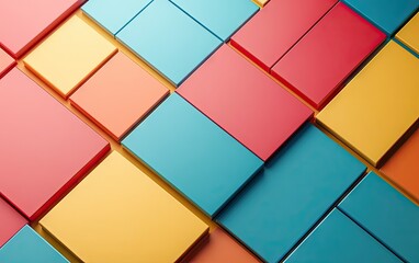 Abstract geometric pattern of overlapping rectangles in vibrant colors