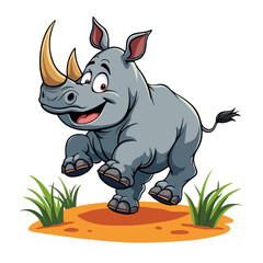 Fototapeta premium Hand-drawn cartoon rhinos vector illustration