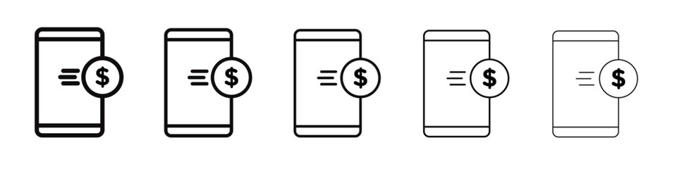 E-Business mobile icon black and white vector sign