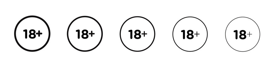 Eighteen plus icon black and white vector sign