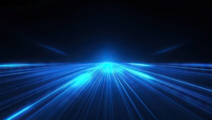 Dark background, bright blue light streaks.  Forward motion.  Digital