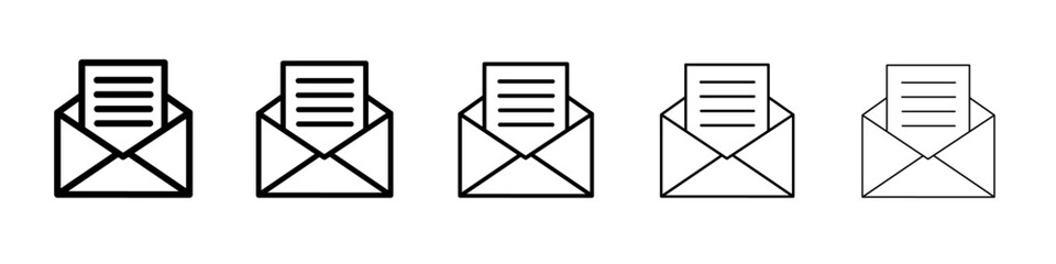 Envelope open icon black and white vector sign