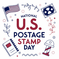 Naklejka premium NATIONAL U.S. POSTAGE STAMP DAY vector illustration