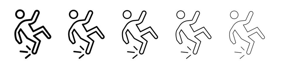 fall accident icon black and white vector sign
