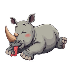 Fototapeta premium Hand drawn cartoon rhinos vector illustration