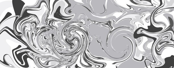 Abstract Marble Swirl Pattern. Black and White Grayscale Fluid Texture Background