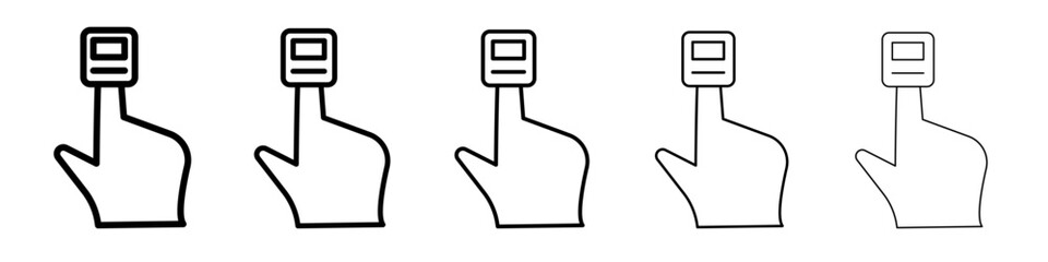 Fingertip pulse oximeter icon black and white vector sign