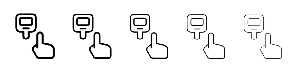 Fingertip pulse oximeter icon black and white vector sign