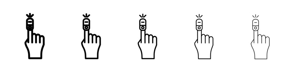 Fingertip pulse oximeter icon black and white vector sign