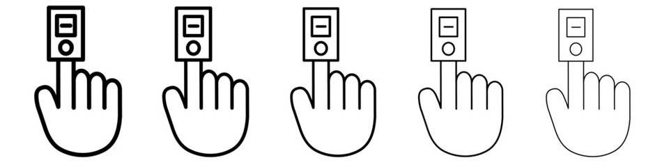 Fingertip pulse oximeter icon black and white vector sign