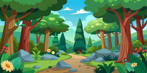 Forest cartoon vector illustration