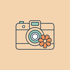 Photocamera flower elegant style with thin line 5.eps