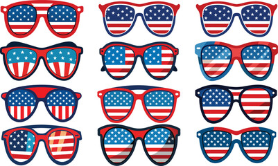 American Sunglasses Vector Illustration Bundle