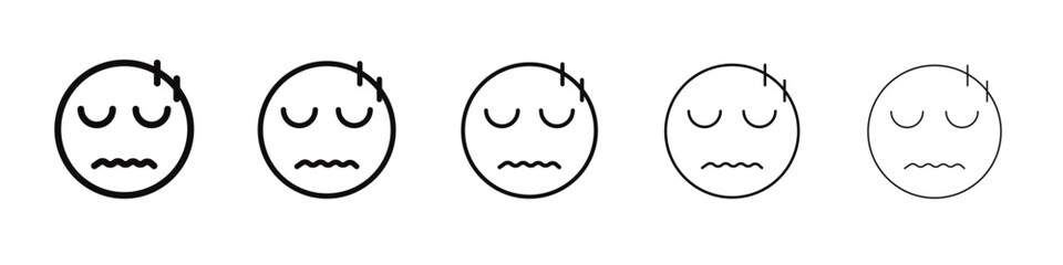 Fototapeta premium Guilty face emoji icon black and white vector sign