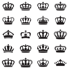 Exclusive Royal Crown Vector Collection – Premium Black Silhouette Icons of Kings and Queens for Luxury Branding and Heraldic Designs. Thank You .
