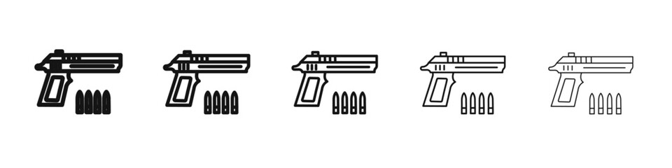 Gun with ammunition icon black and white vector sign