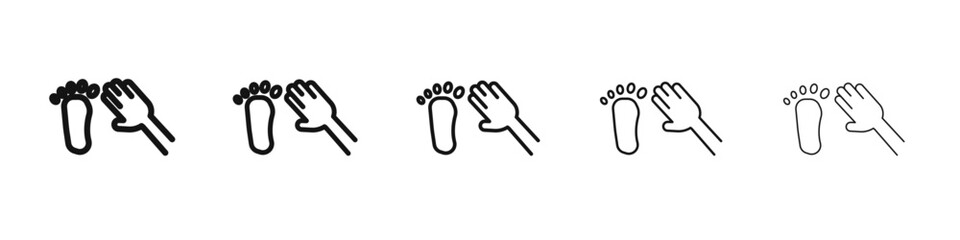 Obraz premium hand and foot icon black and white vector sign