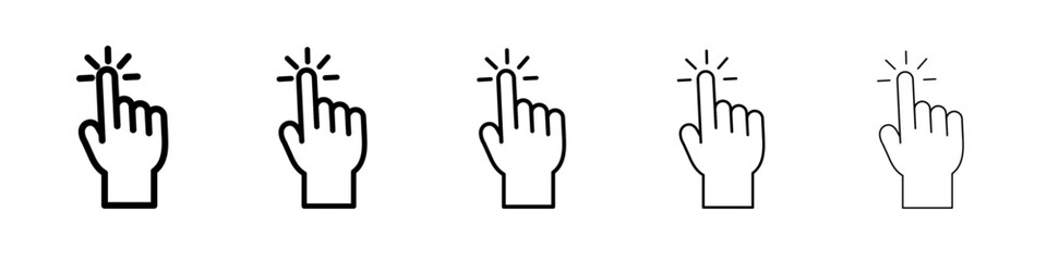 Hand clicking icon black and white vector sign