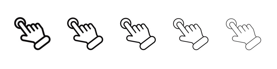 Hand clicking icon black and white vector sign
