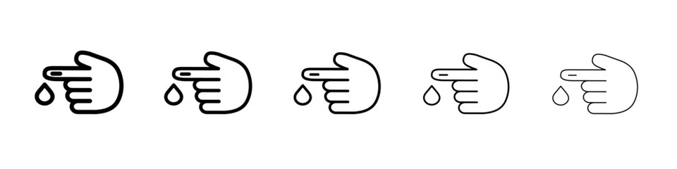 Hand with blood drop icon black and white vector sign