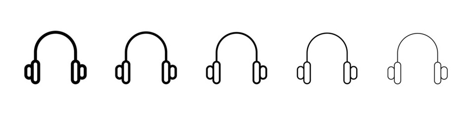 Headphones icon black and white vector sign