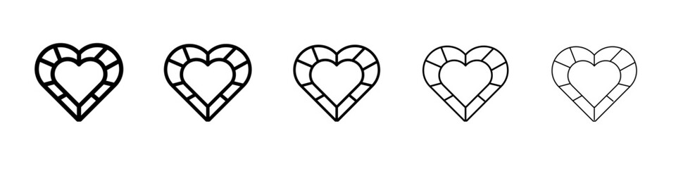 Heart shaped diamond icon black and white vector sign